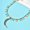 304 Stainless Steel Pave Green Cubic Zirconia Moon Pendant Necklaces for Women NJEW-F362-03G-5