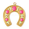 304 Stainless Steel with Deep Pink Enamel Pendants SA-OY003-28G-1
