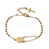 304 Stainless Steel Saint Benedict Cross Link Bracelets for Women BJEW-K295-02G-4