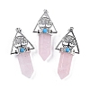 Natural Rose Quartz Faceted Pointed Bullet Big Pendants G-H076-02P-03-1
