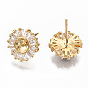 Brass Micro Pave Clear Cubic Zirconia Earring Findings KK-S356-130G-NF-2