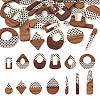26Pcs 13 Styles Printed Opaque Resin & Walnut Wood Pendants RESI-TA0001-89-1