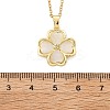 Brass Cubic Zirconia Glass Cat Eye Clover Pendant Neckalces for Women NJEW-S448-07G-5