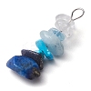 Gradient Color Natural Quartz Crystal & Natural Aquamarine & Natural Lapis Lazuli & Synthetic Turquoise Chip Beaded Pendants PALLOY-JF02790-02-3