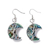 Natural Paua Shell Crescent Moon Dangle Earrings EJEW-G307-01P-2