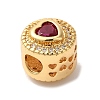 Heart Real 18K Gold Plated Brass Micro Pave Cubic Zirconia European Beads KK-G511-01G-04-2