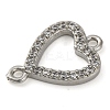 Brass Micro Pave Clear Cubic Zirconia Heart Links Connector Charms KK-A230-03A-P-2