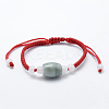 Natural Myanmar Jade/Burmese Jade Braided Bead Bracelets X-BJEW-F307-02-2