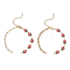 2Pcs 2 Styles Brass Enamel Red Strawberry Link Chain Bracelet Making AJEW-JB01547-1