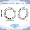 6Pcs 304 Stainless Steel Spring Gate Rings STAS-SC0008-35-2