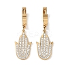 Hamsa Hand 304 Stainless Steel Polymer Clay Rhinestone Dangle Earrings EJEW-L283-003G-1