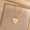 Heart 304 Stainless Steel Cat Eye Pendant Necklaces for Women NJEW-D288-06G-1