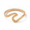 Ion Plating(IP) 201 Stainless Steel Wave Finger Ring for Women RJEW-J051-04G-2