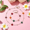 Glass Flower Links Bracelets & Necklaces Sets SJEW-JS01296-2