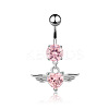 Piercing Jewelry Stainless Steel Micro Pave Cubic Zirconia Split Navel Ring Belly Rings WG4019F-03-1