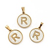 PVD Vacuum Plating 304 Stainless Steel with White Shell Pendants STAS-G268-01R-G-1