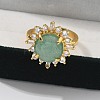 Sunflower Natural Green Aventurine Finger Rings RJEW-B113-03G-03-2