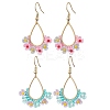 2Pairs Resin & Glass Seed Beads Teardrop Dangle Earrings EJEW-MZ00401-2