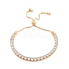 Brass Pave Clear Cubic Zirconia Flat Round Box Chain Slider Bracelets BJEW-YWC0002-12B-G-1