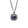 Square Alloy Rhinestone Pendant Necklace & Stud Earring & Finger Ring Sets WG30FCB-02-5