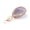 Natural Amethyst Copper Wire Wrapped Pendants PALLOY-JF01398-04-4