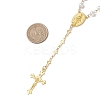 Round White Shell Pearl & Brass Rosary Bead Necklaces NJEW-JN05836-3