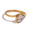 304 Stainless Steel with Clear Cubic Zirconia Finger Rings FS-WGBB24B-02-1