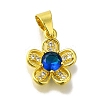 Flower Rack Plating Brass Micro Pave Cubic Zirconia Pendant KK-H485-01G-01-1