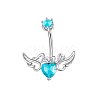 304 Stainless Steel Pave Cubic Zirconia Curved Barbell Belly Rings FS-WG6D7D2-05-1