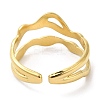 304 Stainless Steel Hollow Wave Open Cuff Ring for Women RJEW-I098-03G-3