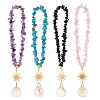 4Pcs Glass Round Car Pendant Decorations HJEW-OC00277-1
