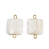 Natural Shell Square Connector Charms STAS-D378-27G-1