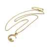 Golden Brass Crescent Moon Pendant Necklace with Rhinestone LS-NJEW-Z015-01D-G-1