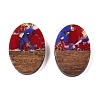 Transparent Resin and Walnut Wood Pendants RESI-T057-04F-2