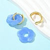 Brass Resin Flower Hoop Earrings for Women EJEW-U038-01G-09-3