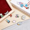 14Pcs 14 Styles Black Alloy Chemistry Theme Brooches JEWB-SC0001-48-4