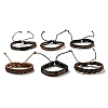 5Pcs 5 Style Adjustable Braided Imitation Leather Cord Bracelet Set with Waxed Cord for Men BJEW-F458-03-2