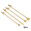 8Pcs 4 Styles 304 Stainless Steel Curb Chain Extender STAS-YW0003-35G-1
