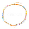 Colorful Glass Seed Beaded Initial Pendant Double Layer Necklaces QS3881-10-1