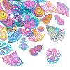48Pcs 12 Style 201 Stainless Steel Filigree Pendants STAS-FW0001-14-3