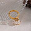 304 Stainless Steel with Natural Freshwater Pearl Finger Rings for Women AG0795-3