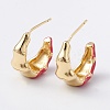 Brass Enamel Stud Earrings EJEW-A093-06G-2