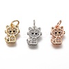 Brass Micro Pave Clear Cubic Zirconia Charms ZIRC-C020-38-1