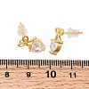 Heart Brass Micro Pave Clear Cubic Zirconia Stud Earrings EJEW-P331-06G-5