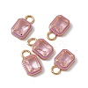 Pink Glass Rectangle Pendants KK-I696-10G-04-3
