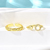 2Pcs 2 Styles Brass Micro Pave Clear Cubic Zirconia Cuff Rings for Women RJEW-S399-02G-3