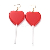 Heart-shape Lollipop Dangle Earrings for Women EJEW-Z015-04A-1