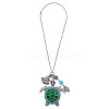 Tortoise Zinc Alloy Enamel with Rhinestone Pendant Decoration for Car Decoration HJEW-DR00218-1