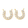 Brass Micro Pave Clear Cubic Zirconia Horseshoe Charms KK-Q031-40G-01-1