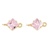 Brass Pave Cubic Zirconia Rhombus Connector Charms KK-P347-04G-01-2